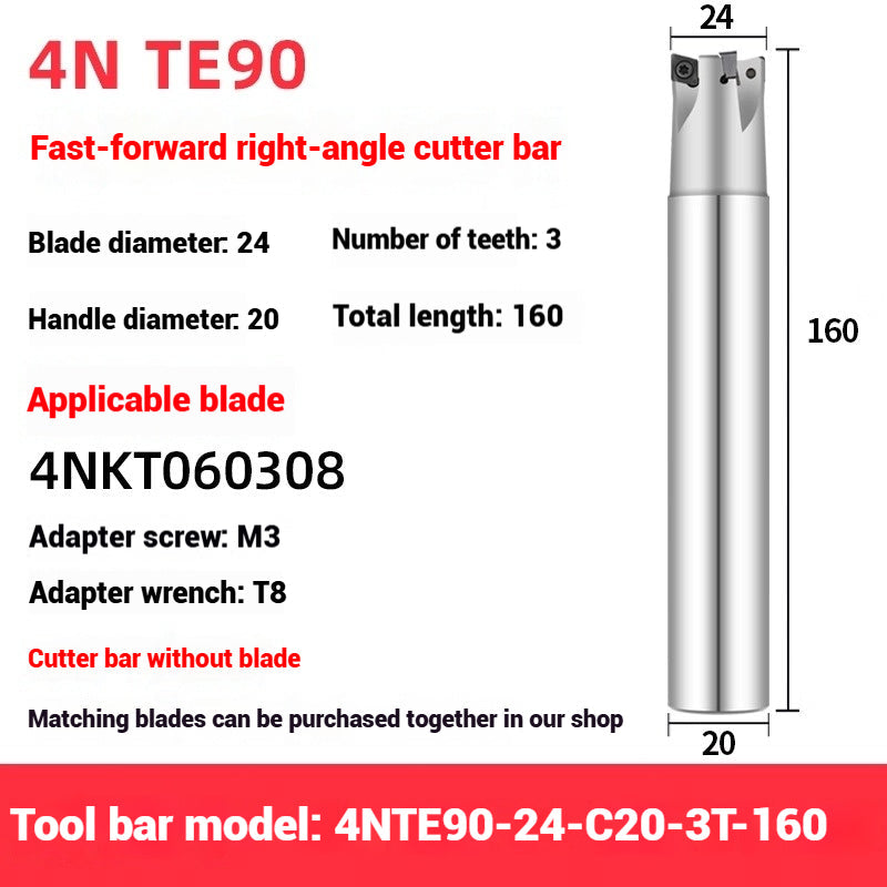 1051-TE90 fast feed milling cutter shank 90 degree right angle square shoulder milling cutter shank 4NKT060308 fast feed milling cutter blade replace 1135 Shandong Denso Pricision Tools Co.,Ltd.